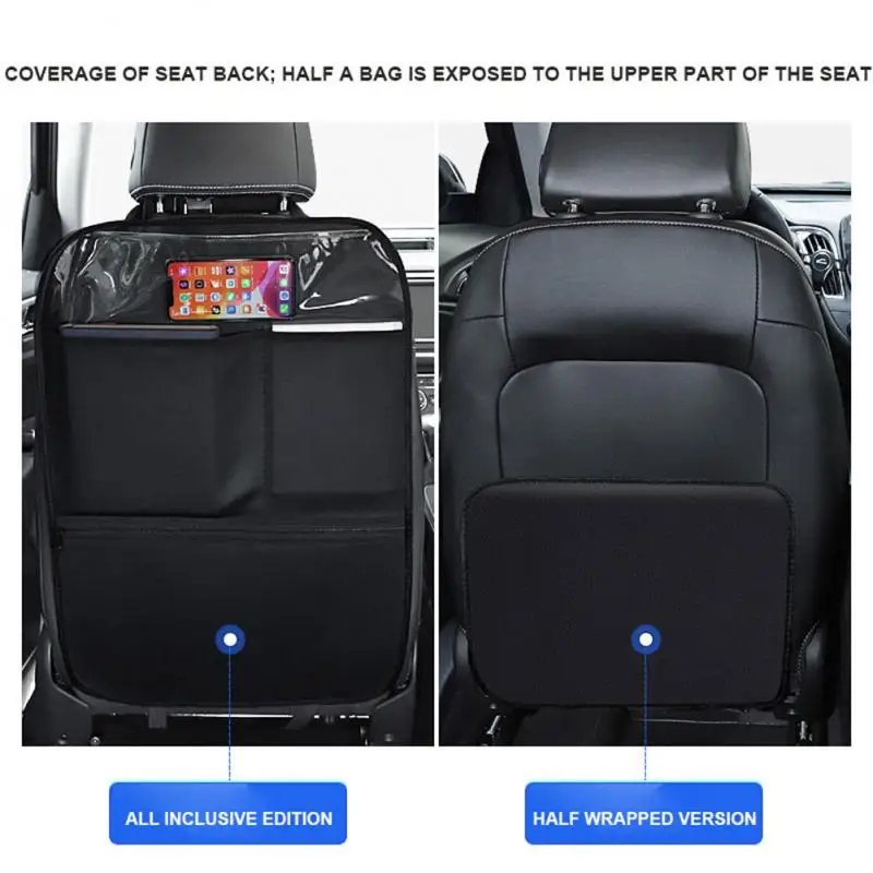 

PU Leather Car Anti-kick Mat Car Seat Back Protector Cover Car Rear Seat Organizer with Storage Storage Bag Interior Accessories