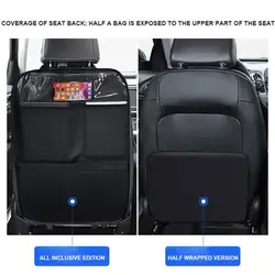 PU Leather Car Anti-kick Mat Car Seat Back Protector Cover Car Rear Seat Organizer with Storage Storage Bag Interior Accessories