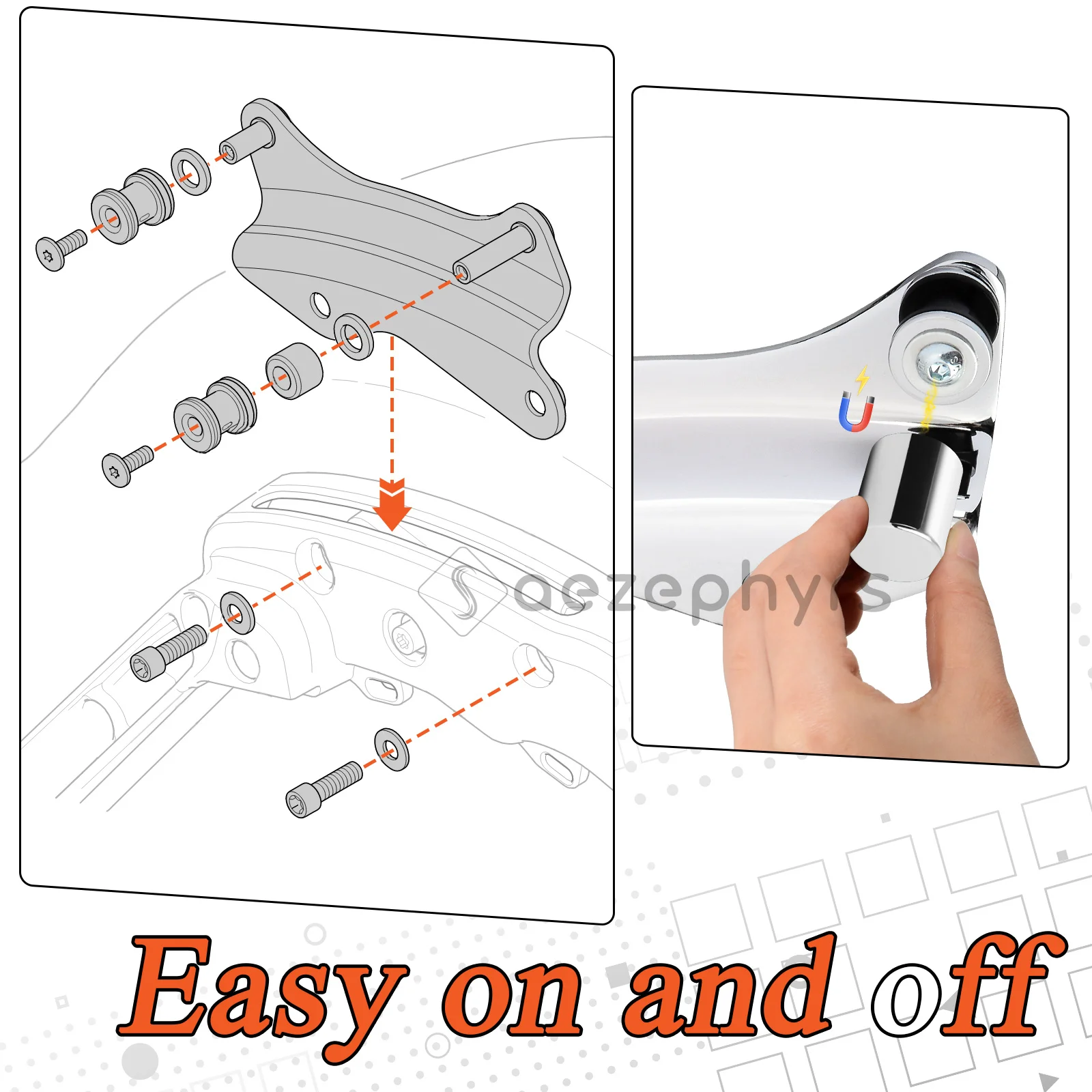 Motorcycles 4 Point Docking Hardware Kit Detachable Magnet Covers for Harley Touring Street Glide Road King Electra Glide 14-26