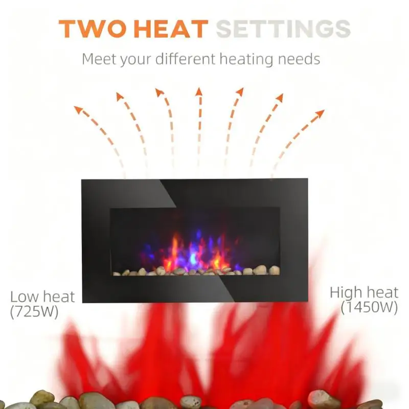 Perapian Listrik LED 7-Warna yang Dipasang di Dinding dengan Efek Api untuk Dekorasi Rumah