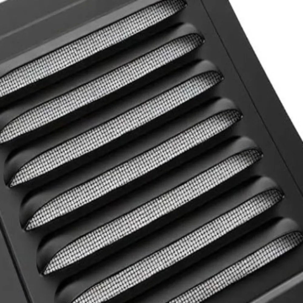 2pcs Practical 8x8 Inch Wall Vent Built-in Screen Square Louver Grille Black Exhaust Vent Exterior Door