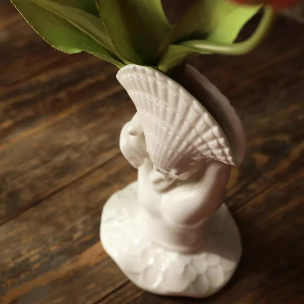 Nordic Shell Palm Shape Ceramic Vase Ornaments Living Room Dining Table Flower Arrangement Container Home Decoration Accessories