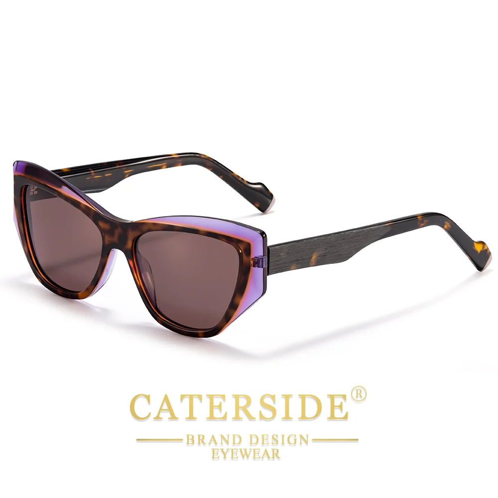 CATERSIDE Frauen Stil Sonnenbrille Acetat Cat Eye Rahmen Farbe-Blocking Design Suneyewear Männer Mode Luxus Fahren Gläser UV400 – Detail 9