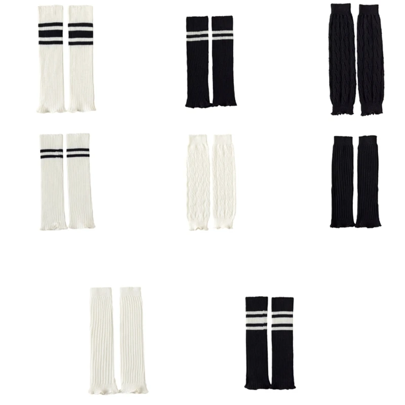

1 Pair Long Tube Socks Knitting Acrylic Fiber Sock Sleeves Soft and Breathable Knitted Leg Warmers for 3 to 10 Year Kids