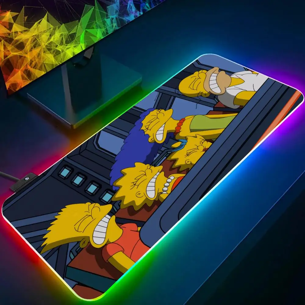 Anime For S-simpsons Mouse Pad RGB Glow Personality Picture Custom PC Table Mat Carpet Mat Game Player Dedicated LED