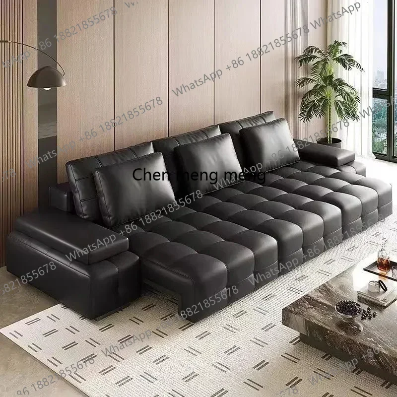 Bedroom Multifunctional Electric Sofa Straight Row Leather Lazy Lounges Black Sofa Luxury Recliner Living Room Couch Furniture
