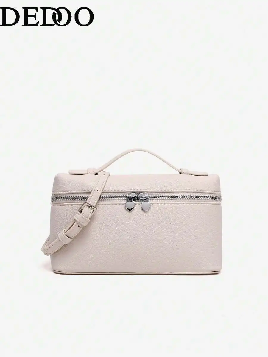 

Кремовая сумка-кроссбоди из искусственной кожи с квадратной верхней ручкой и застежками-молниями в форме сердца