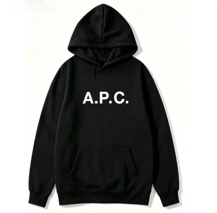 2026 New A.P.C Letter Print Hoodie Unisex Minimalist Graphic Sweatshirts Pullover Casual Long Sleeve Tops