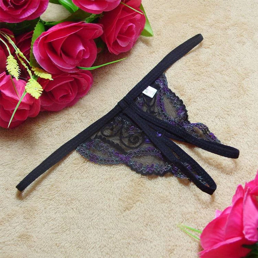 Sexy Lace V-String Crotchles Calcinhas para Mulheres, G-string Lingerie, Thongs, Roupa Interior