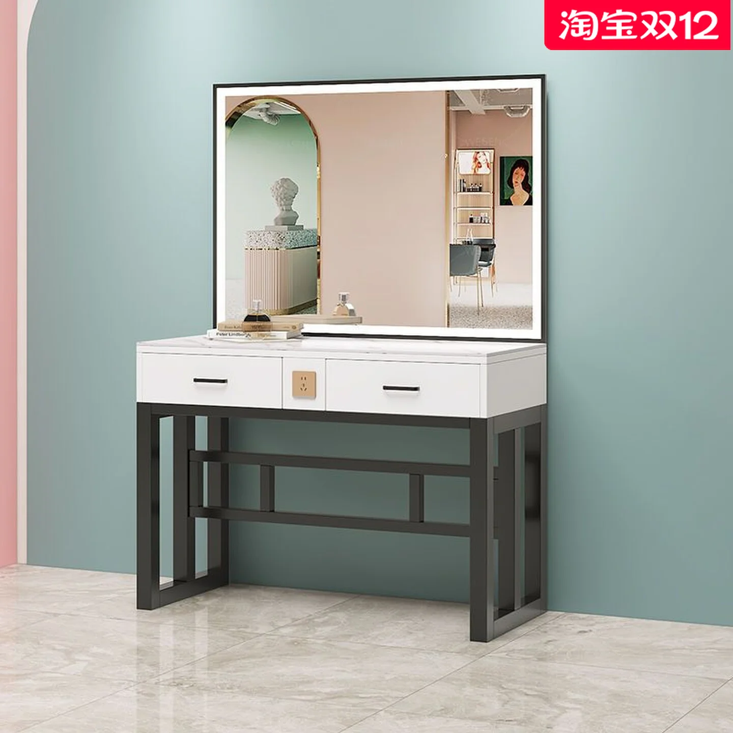 Studio dressing table integrated makeup mirror light strip beauty salon makeup artist special makeup table high-end dressing