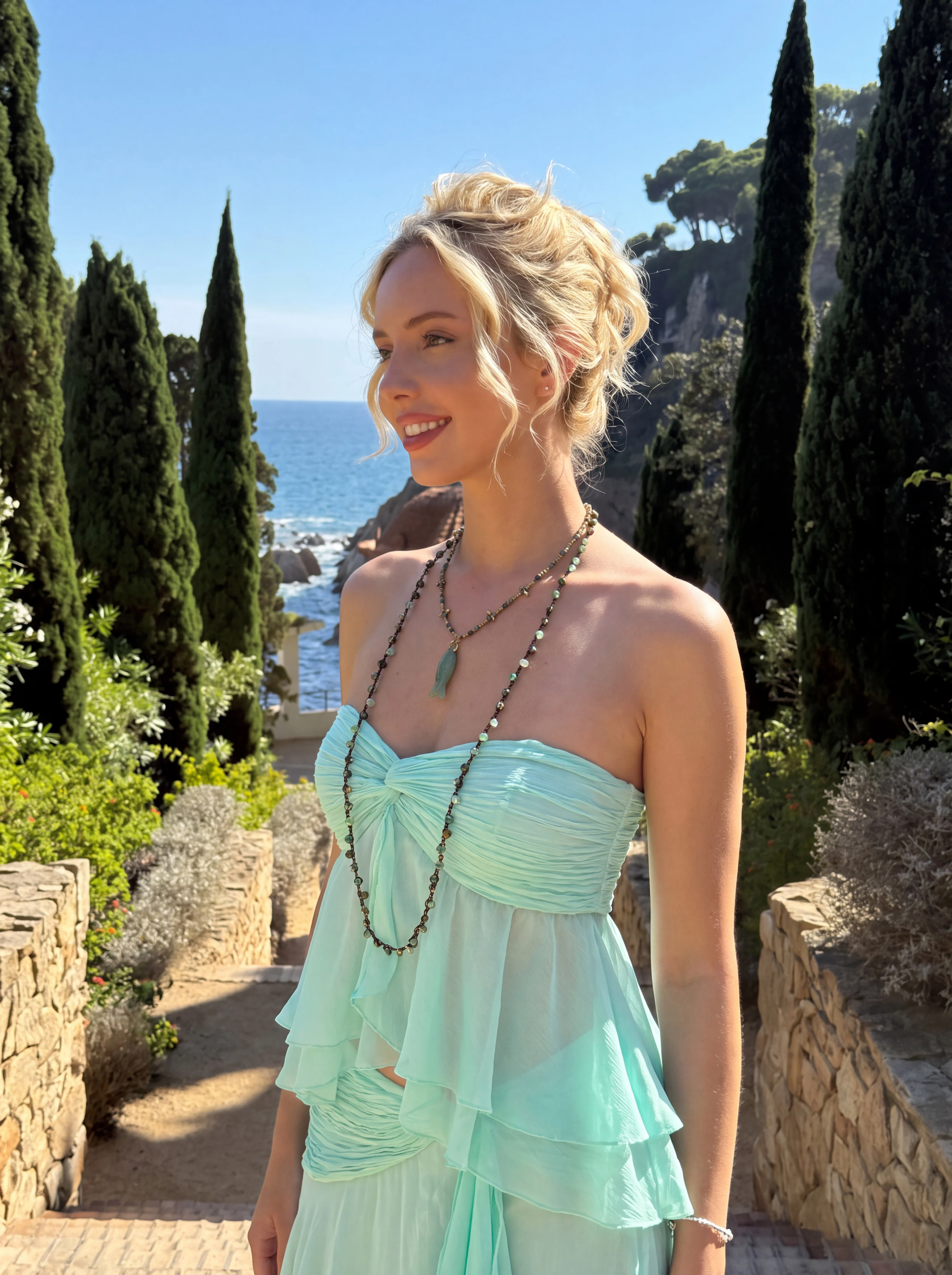 Peri'sbox Bohemian Style Long Necklace With Ccrystal Beads Stackable Retro Double Layered Women's Party Jewelry Accessories Gift