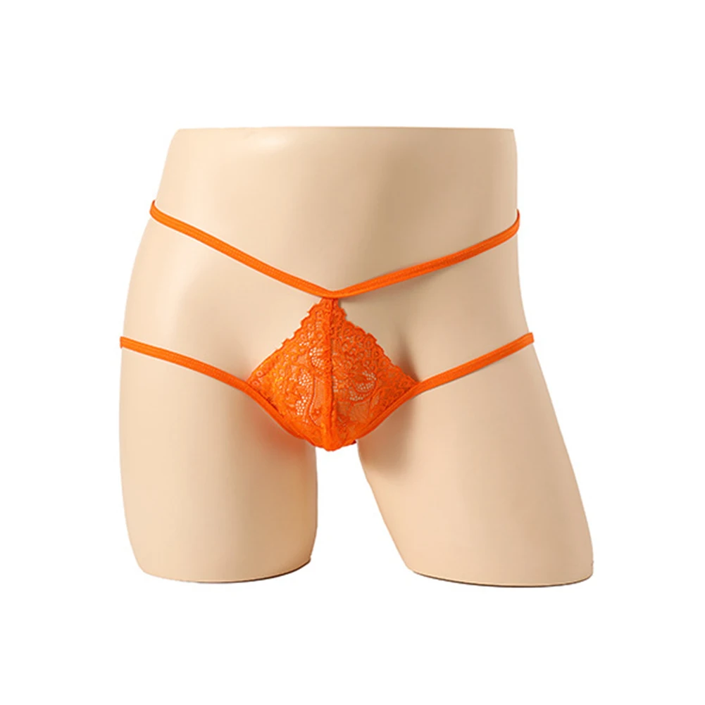 Open Back Underpants Men Sexy Underwear Lingerie Breathable Soft Jockstrap Ball Pouch Thongs Lace G-string Gay Langerie Briefs