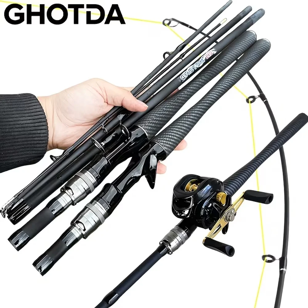 

4/5 Sections Portable Fishing Set Baitcasting Spinning Reel Lure WT.3-18g High Carbon Fishing Rod Kit Carp Bass Freshwater Pesca