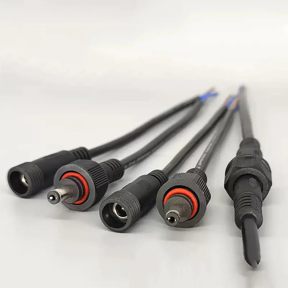 2Pin Waterproof Connector Male Female Terminal Butt Joint Monitoring Line 1-5M Extension Cord IP67 12V DC Power Plug 55*21mm