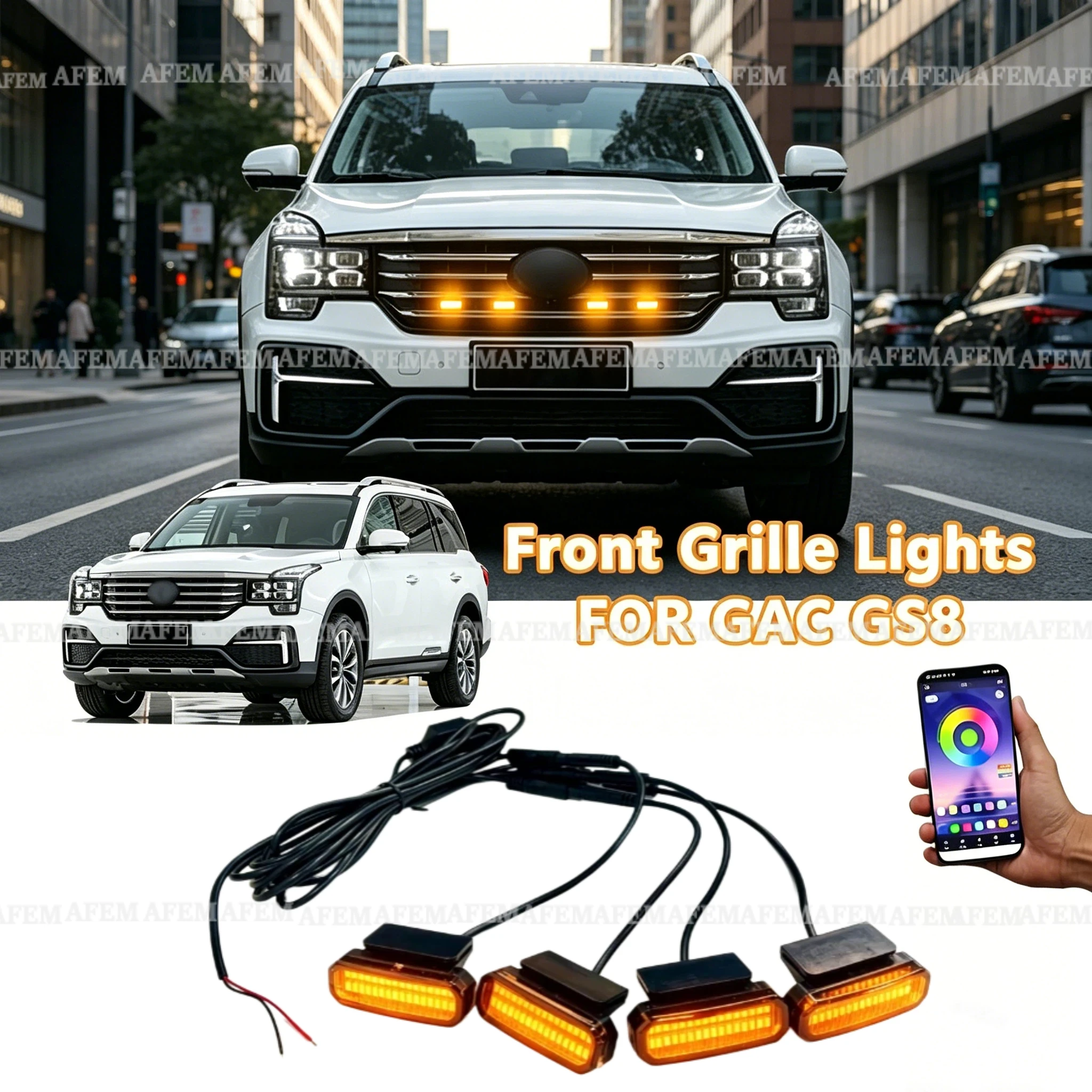 FOR GAC GS8 LED Car Lights Front Grille LED Light Safety Warning Light Harness Car Accessories LED Signal Lamps