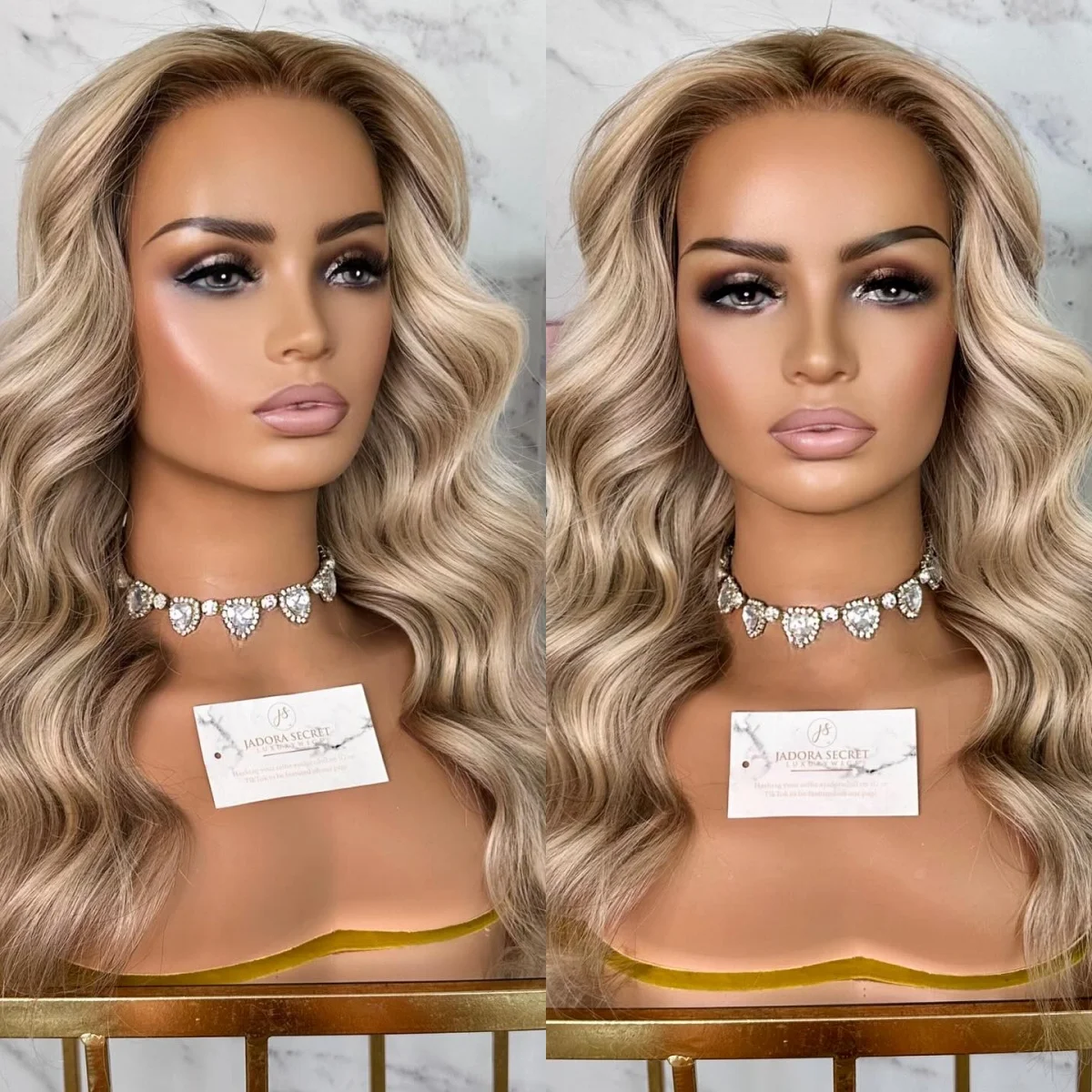 

Ombre Золотисто-русый парик Длинные глубокие волны Futura Волокно Синтетический кружевной фронтальный парик Термостойкая бахрома Дешевый парик Естественный вид