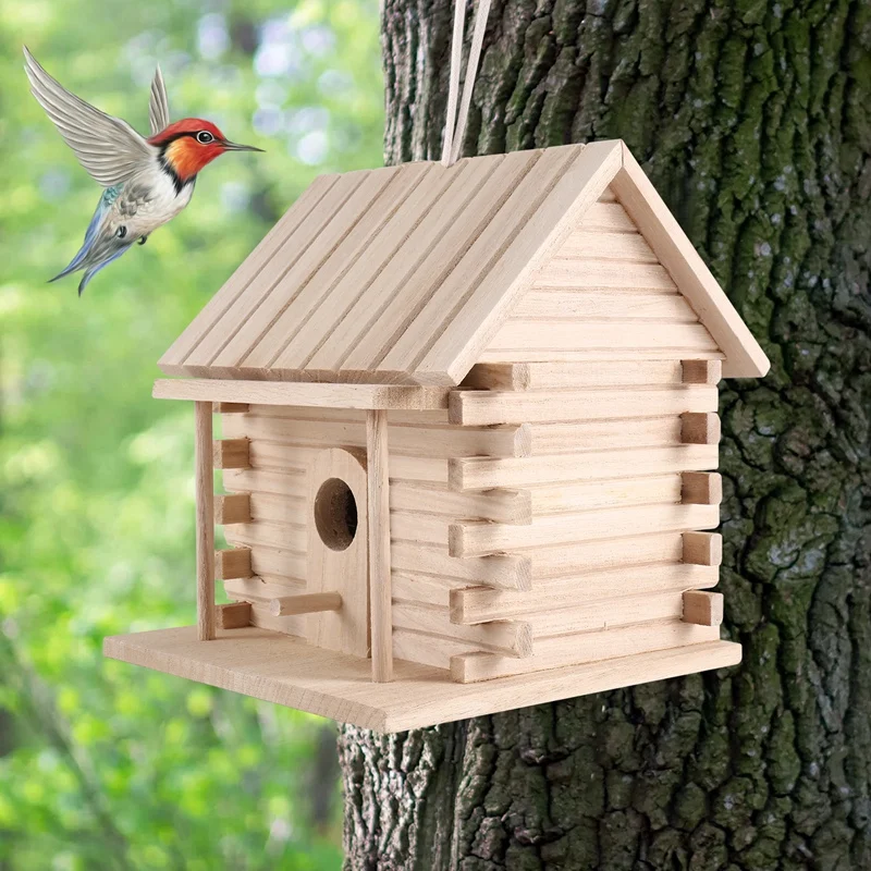 Bird House Wall-Mounted Wooden Nest Dox Nest House Bird House Bird Box Wooden Box Cage Decoration Garden Ornament