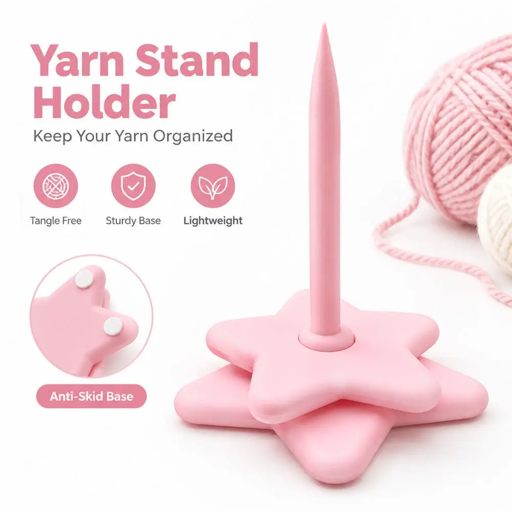 3D Printed Portable Wrist Yarn Holder Star Shaped Elevated Wool Ball Winder Anti-slip Base Ball Dispenser Knitting Yarn Stand