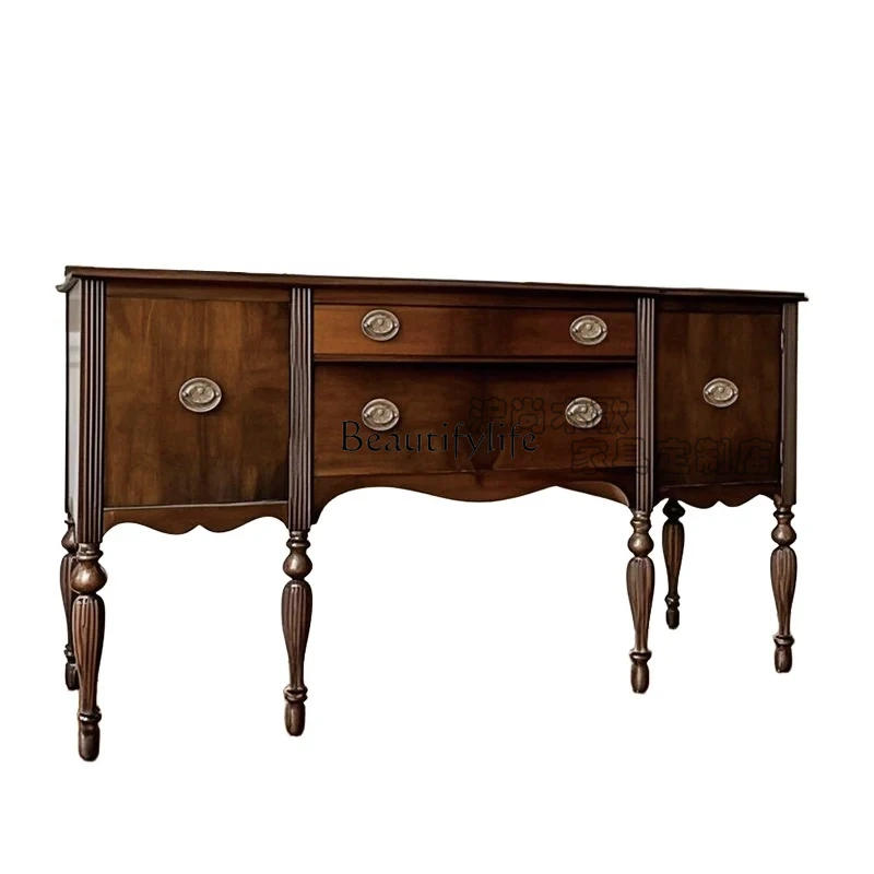 

American solid wood retro old porch cabinet dining side cabinet antique decorative locker