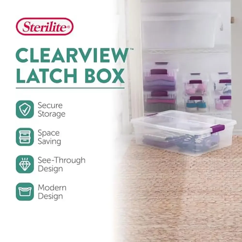 6-Pack ClearView Underbed Storage Boxes with Secure Lid Effortless Organization Stackable Bins Versatile Household Storage Made