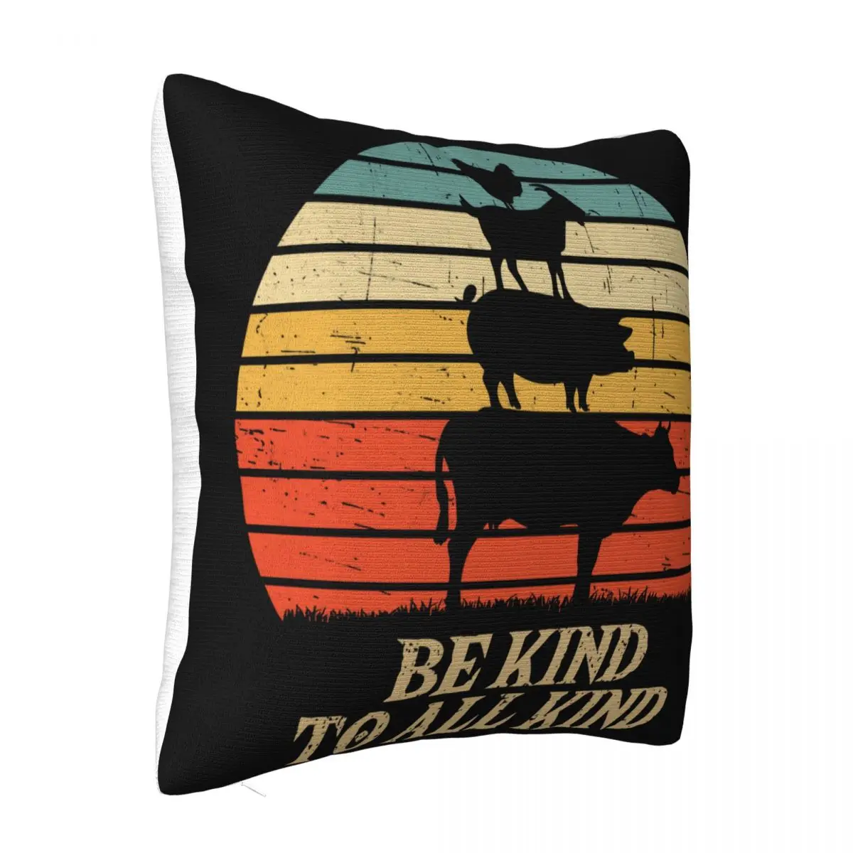 Be Kind To Every Kind Vegetarian Vegetable Vegan Veggies Vintage Retro Logo Pillow Case