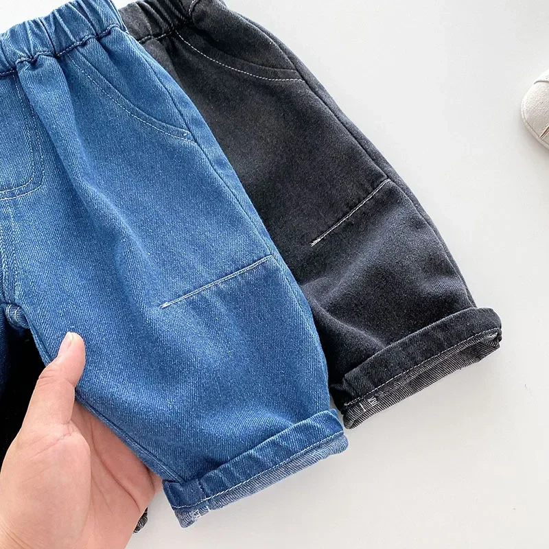 MILANCEL New Autumn Kids Jeans 9M-5T Children Girls Solid Color Denim Blue Pants Baby Boys Cute Casual Trousers