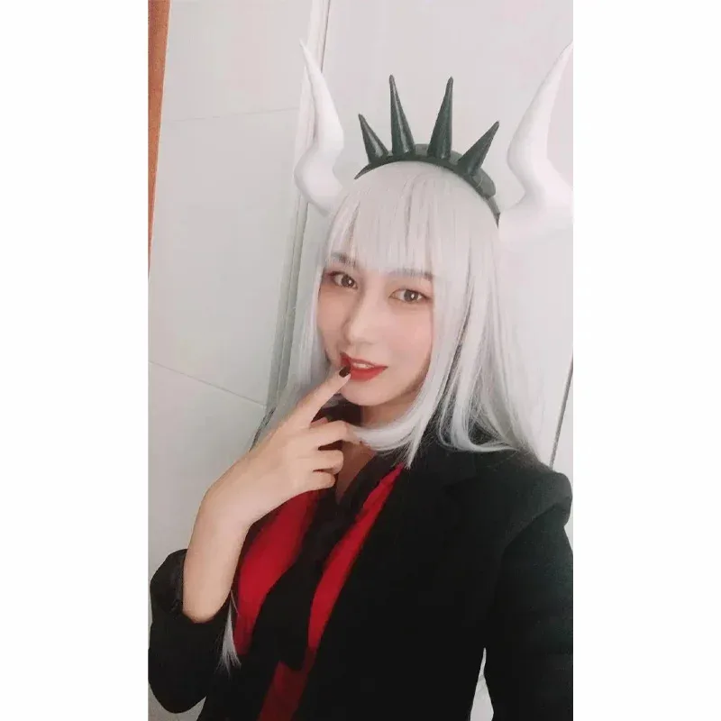 Game helltaker Lucifer Beelzebub cosplay horns tail helltaker the awesome demon Cerberus Lucifer Satan zdrada cosplay wig props