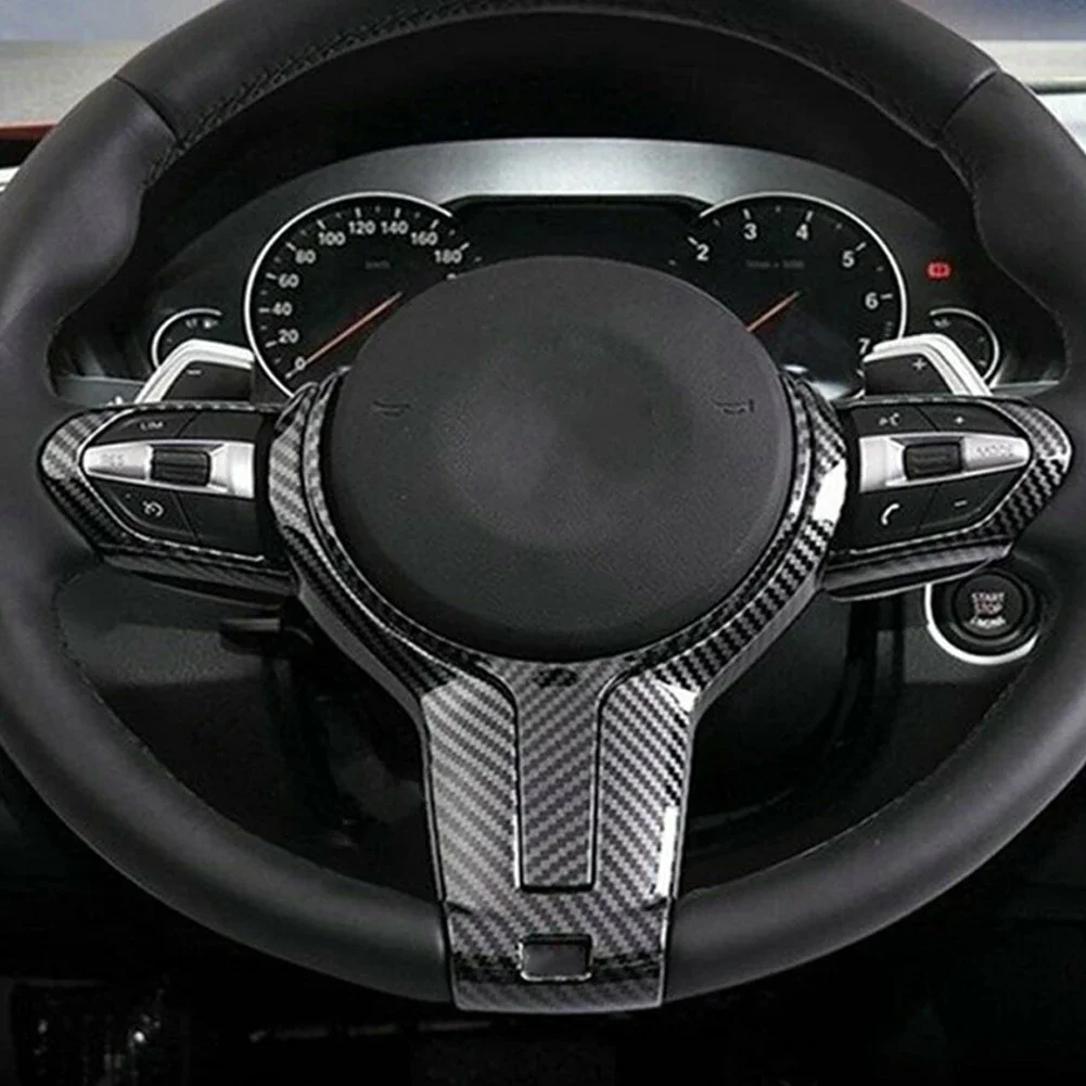 For BMW F Chassis F06 F10 F11 F12 F15 F16 F20 F21 F22 F23 F30 F32 F34 ABS Carbon Texture Car Interior Steering Wheel Cover Trim