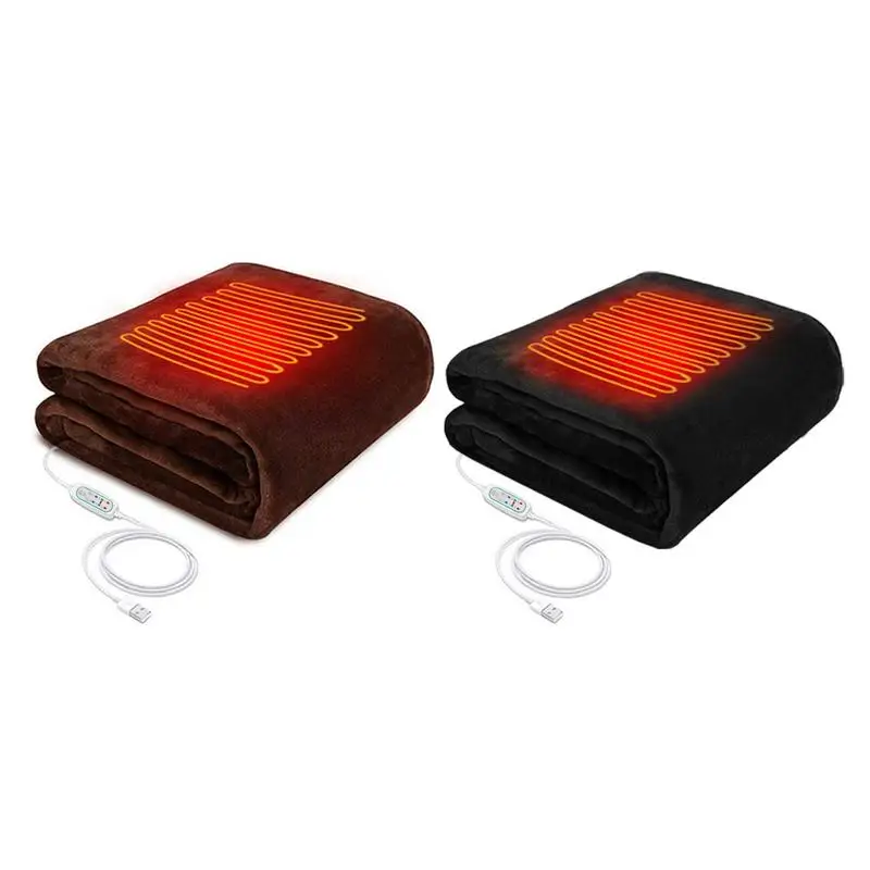 USB Electric Heating Blanket Heated Warm Shawl 3 Gear Adjust Flannel Throw Blanket Winter Heats Up Quickly Heated Cape Pad