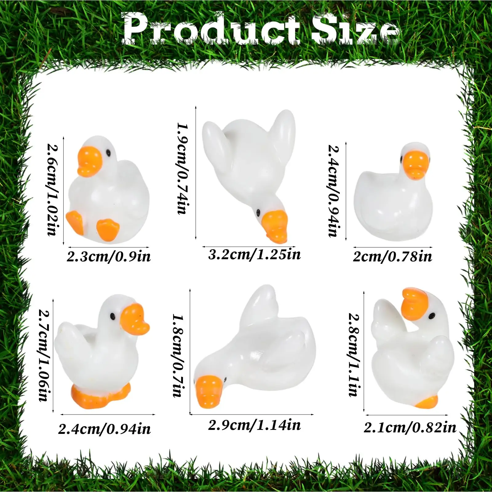 24PCS Mini Resin Goose Figurines 6 Styles | Small Desk Goose Decor Garden Lawn Yard Micro Landscape Aquarium Ornament DIY Crafts