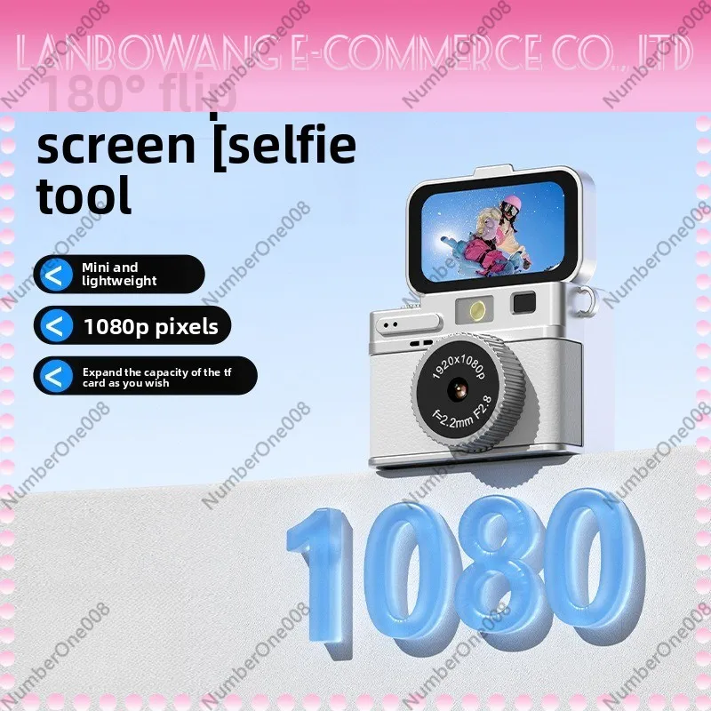 Vintage Flip Selfie Mini Digital Camera HD Portable Photo Video Recorder for Campus Students Daily Life Recording