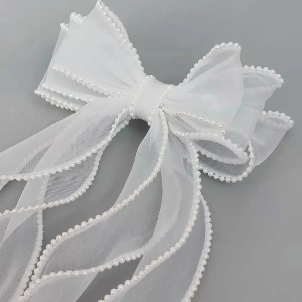 Bridal Hair Accessory: Handcrafted Beaded White Bow Wedding Hair Decor – Ideal for Bridal Updos & Veil Styling Bride To Be Gift