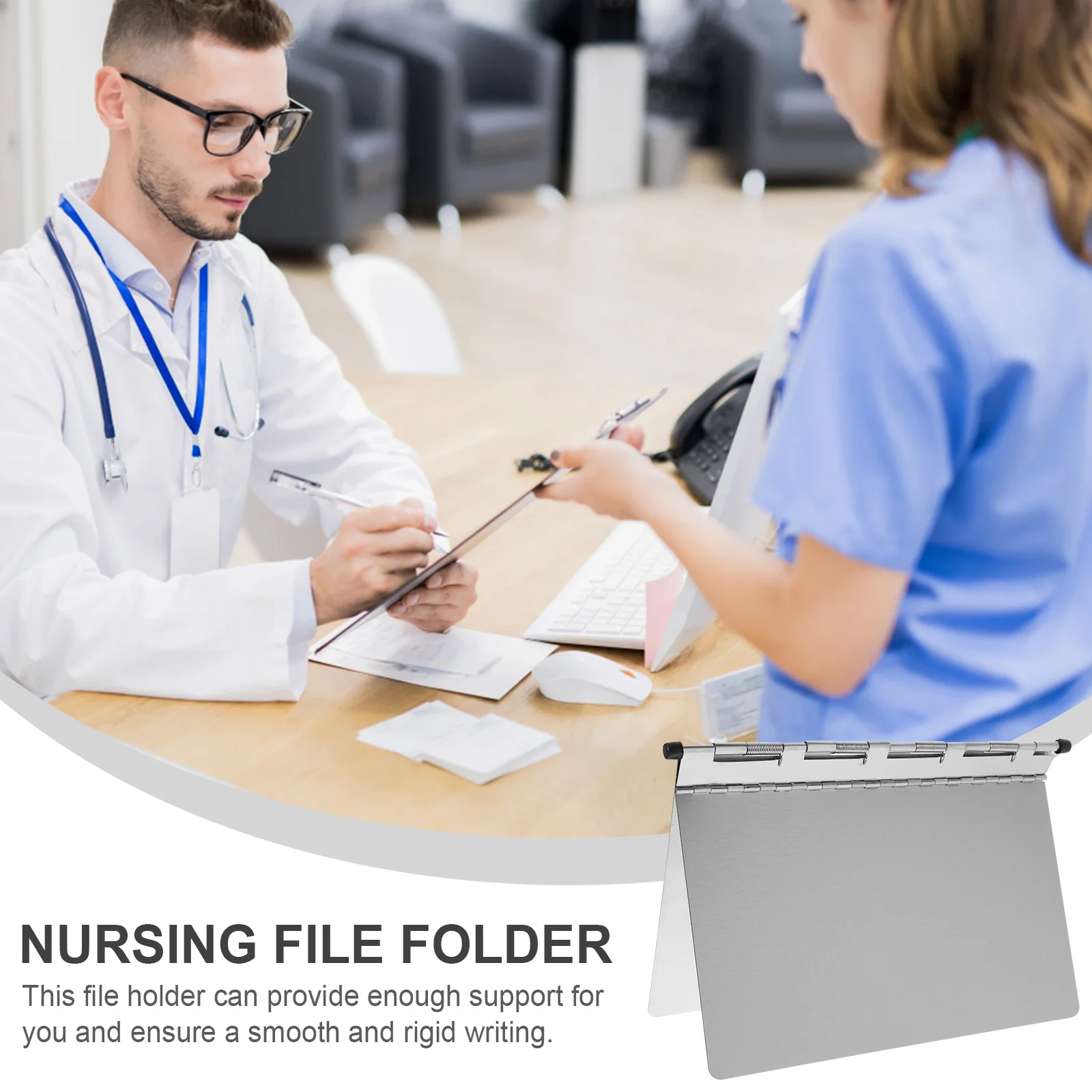 

Stainless Steel File Folder High Capacity Nursing Document Organizer Lightweight Office Hospital Use Office Supplies