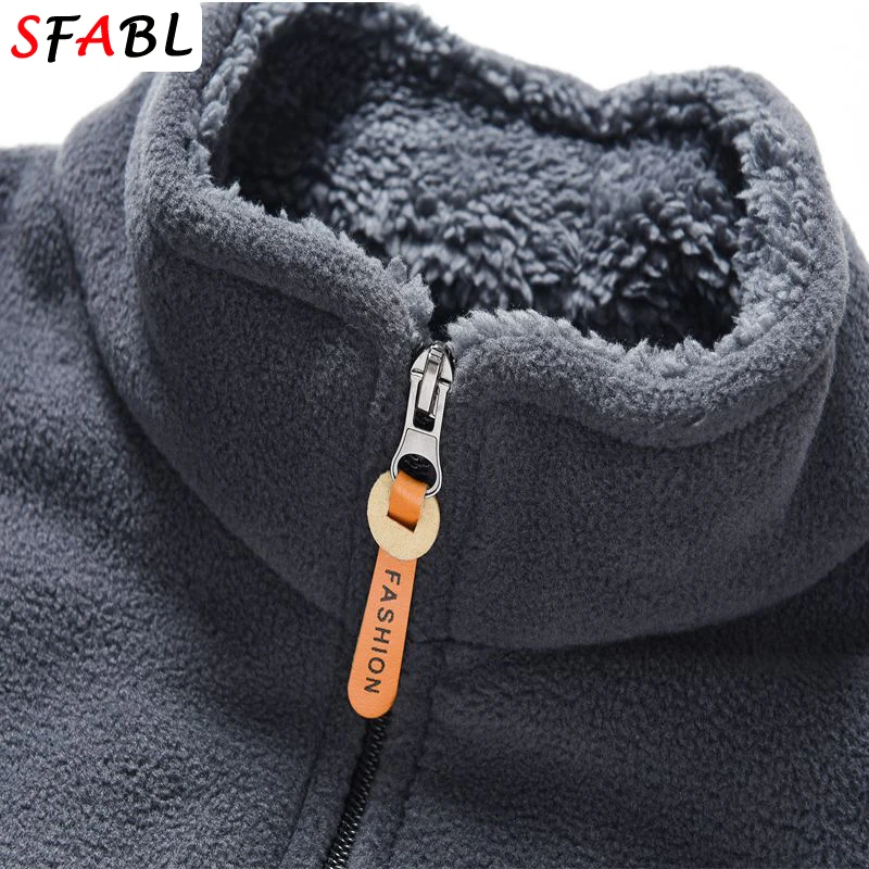 Luxuriöse Herren-Fleecejacke Winter-Thermo-Fleecejacke Winddichte Warme Winterjacke Herren-Sportmantel Wander- und Outdoor-Sportbekleidung – Detail 11