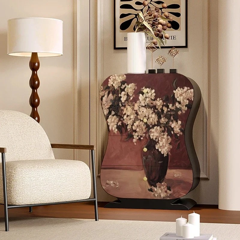 Французская ретро-ваза из цельного дерева, четырехколесный шкаф для гостиной, диван, боковой шкафчик для хранения дома