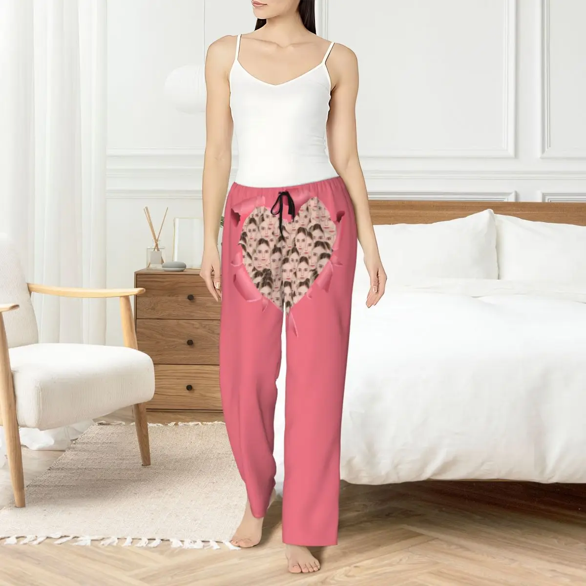 

Custom Print Custom Personalized Head Face Photo for Girlfriend Gift Pajama Pants for Women Sleep Sleepwear Bottoms with Pockets