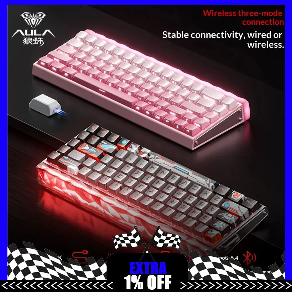 

Aula Hero68air Magnetic Switch Keyboard Three Mode Wireless Bluetooth E-sports Gaming Mechanical Keyboard 0.125ms Low Delay FPS