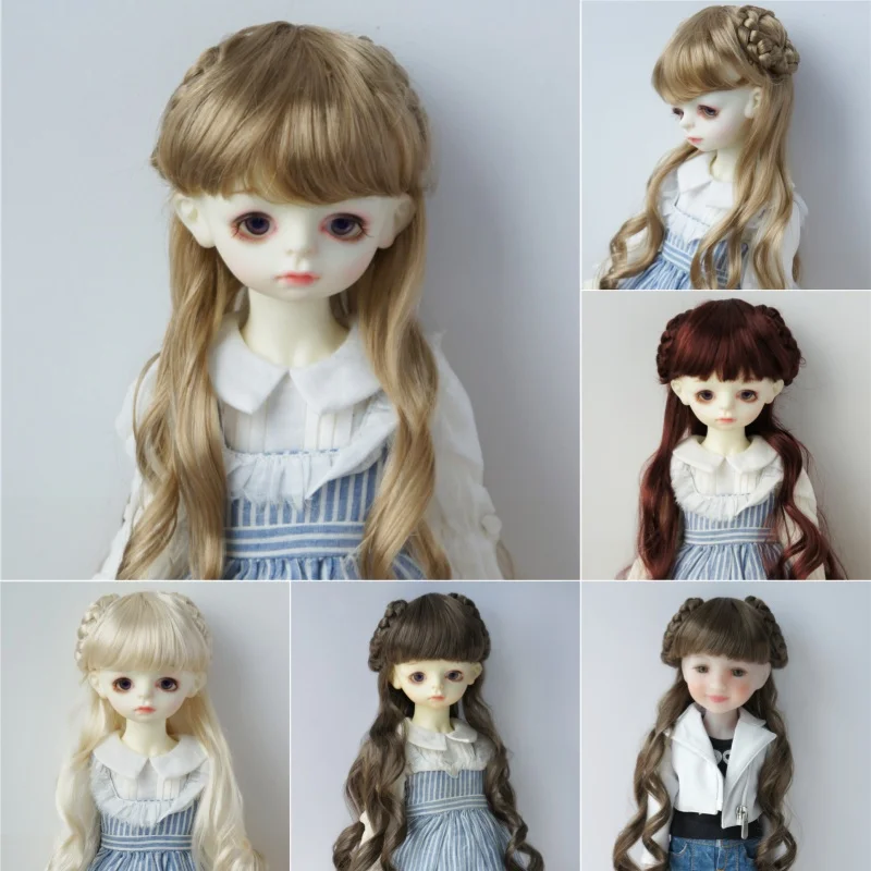 1/6 1/4 1/3 YOSD MSD SD DOD ตุ๊กตา JD125 6-7 "7-8" 8-9 "Long Wave Twins Bows Ballerina สังเคราะห์ Mohair BJD วิกผม