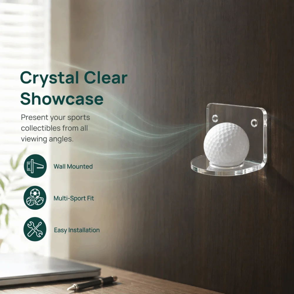 10pcs Acrylic Baseball Wall Storage Stand Wall Mount Clear Small Ball Wall Holder Storage Display Stand