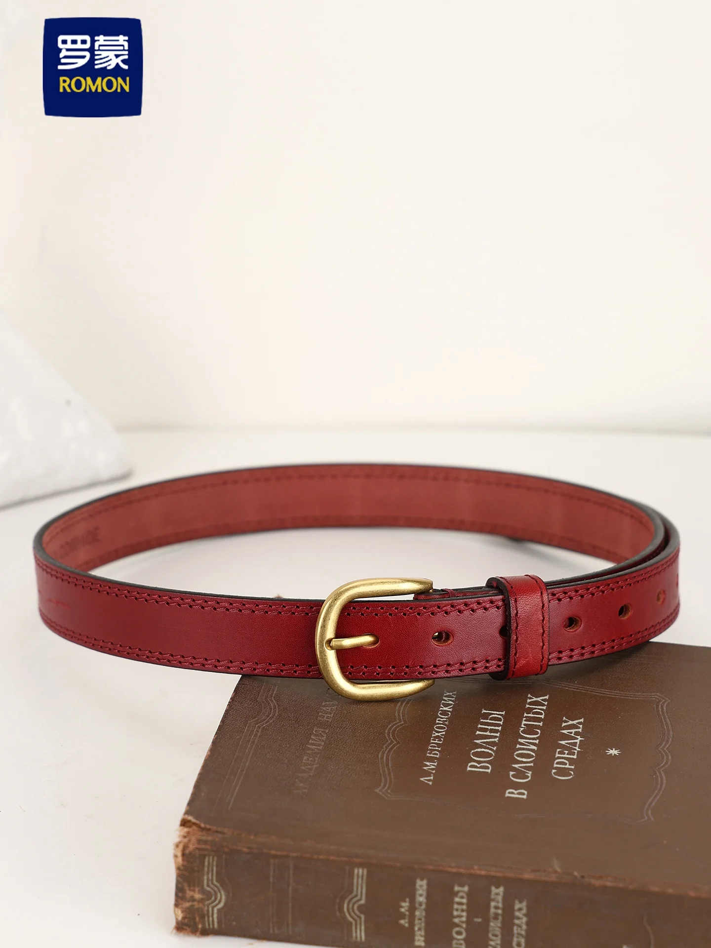 ロモン手作りトップレイヤー純牛革ベルト-カジュアルメンズレトロパンツベルト-トレンドユニセックスレザーバックルウエストベルト