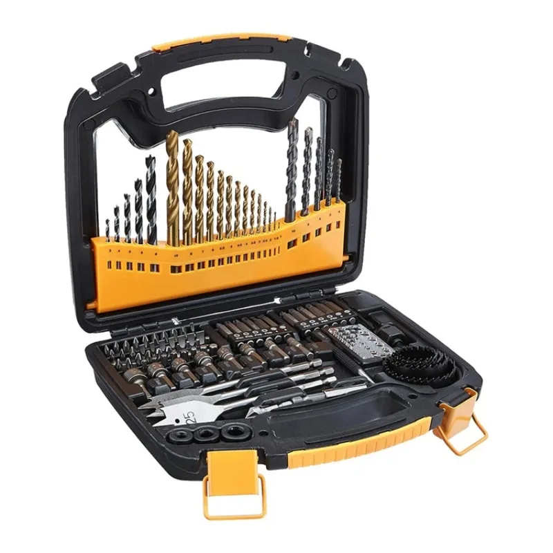 

100-piece portable woodworking and metalworking manual and power tool drill bit set