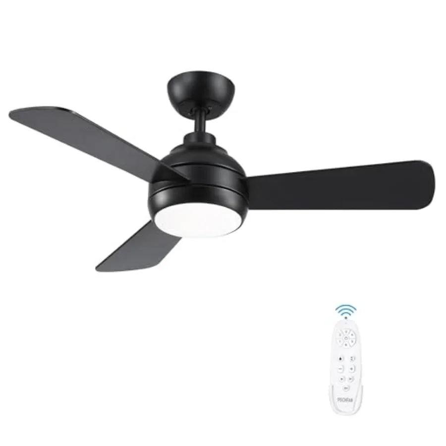 42 Inch Ceiling Fans with Lights, Black Ceiling Fan with Light and Remote Control, Reversible, 6 Speeds, 3CCT, Dimmable, Modern