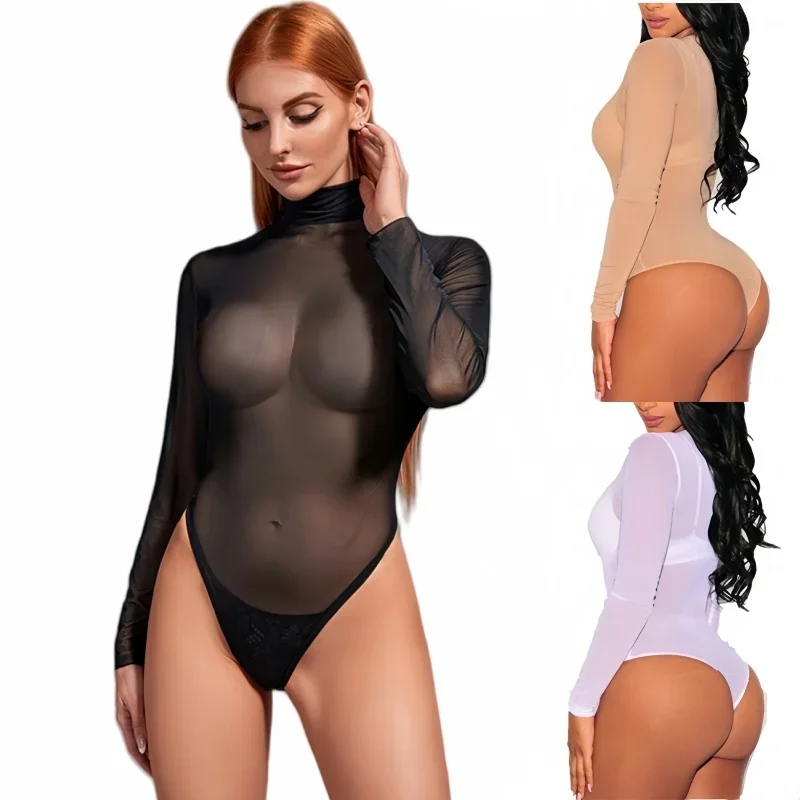 

FREEAUCE Woman Black Body Bodysuits Women High Neck Sexy Lingerie for Woman One-pieces Bodycon Summer Tops Suits Plus Size