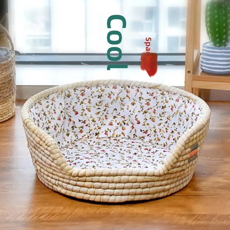 

Всесезонная плетеная лежанка-домик для собак Four Seasons: летнее охлаждающее убежище, лежанка-софа для собак породы Тедди, зоотовары