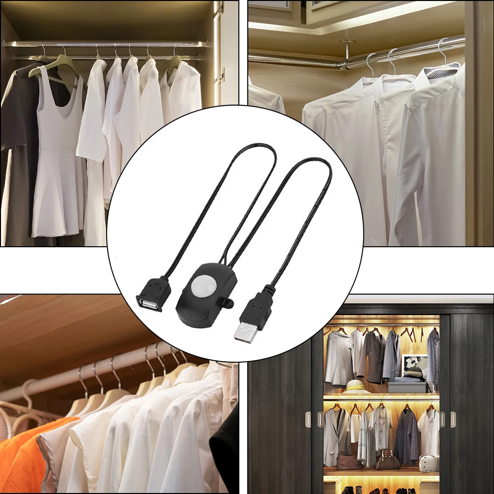 

Human Body Sensor Detector USB Interface PIR Infrared Motion Switch Practical Eco-friendly Adjustable for Bathroom Basement