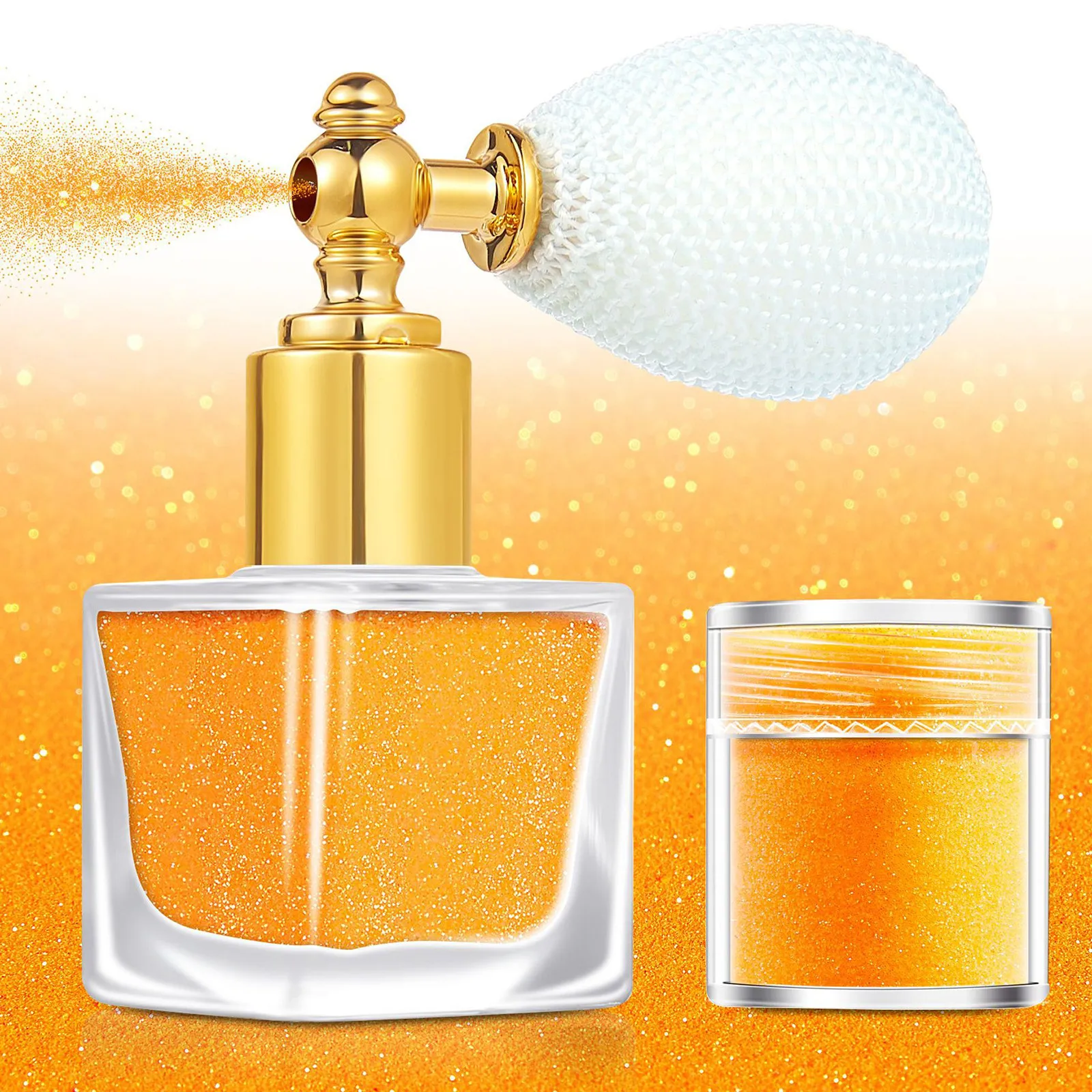 1Set Glitter Spray for Body Hair Face Nails Craft DIY Makeup Shimmer Powder Orange Sparkling Highlighter Glow Effect