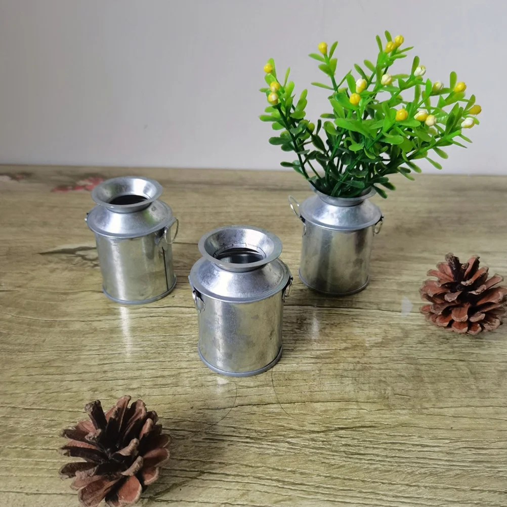 3 Buah Koper Pot Bunga Sukulen Mainan Mini Miniatur Vas Kecil Besi Tempa