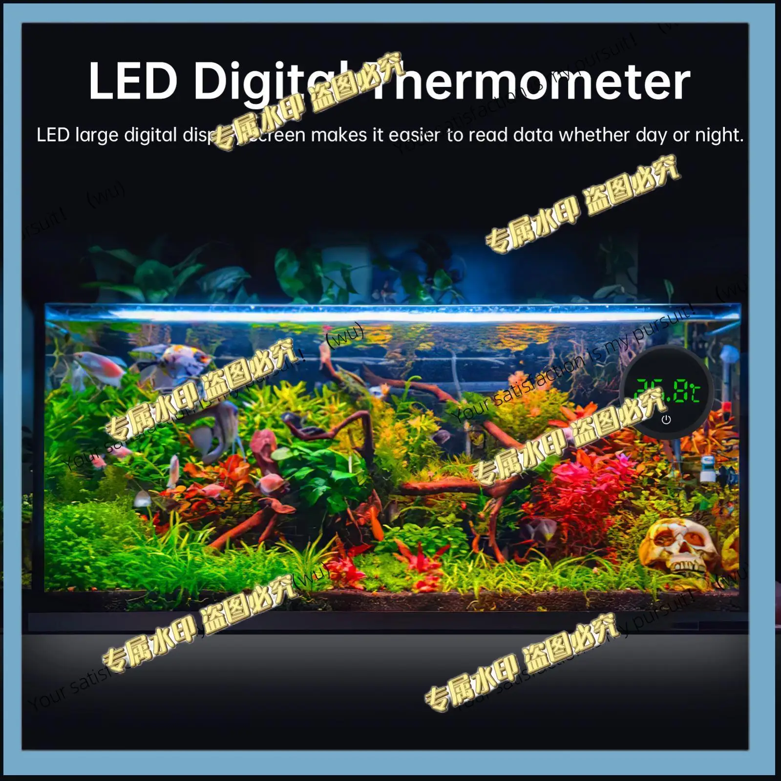 Wireless Rechargeable Digital Aquarium Thermometer Degree Celsius LED Display Fish Tank Temperature Measurement Tool