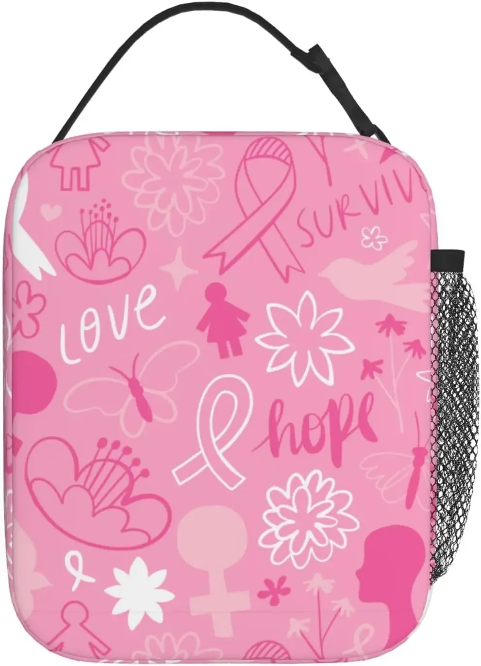 Lunch Bag Men Women Breast Cancer Awareness Lunch Bags Reusable Insulated Thermal Lunch Box Portable Tote Bag Cooler Picnic Bag