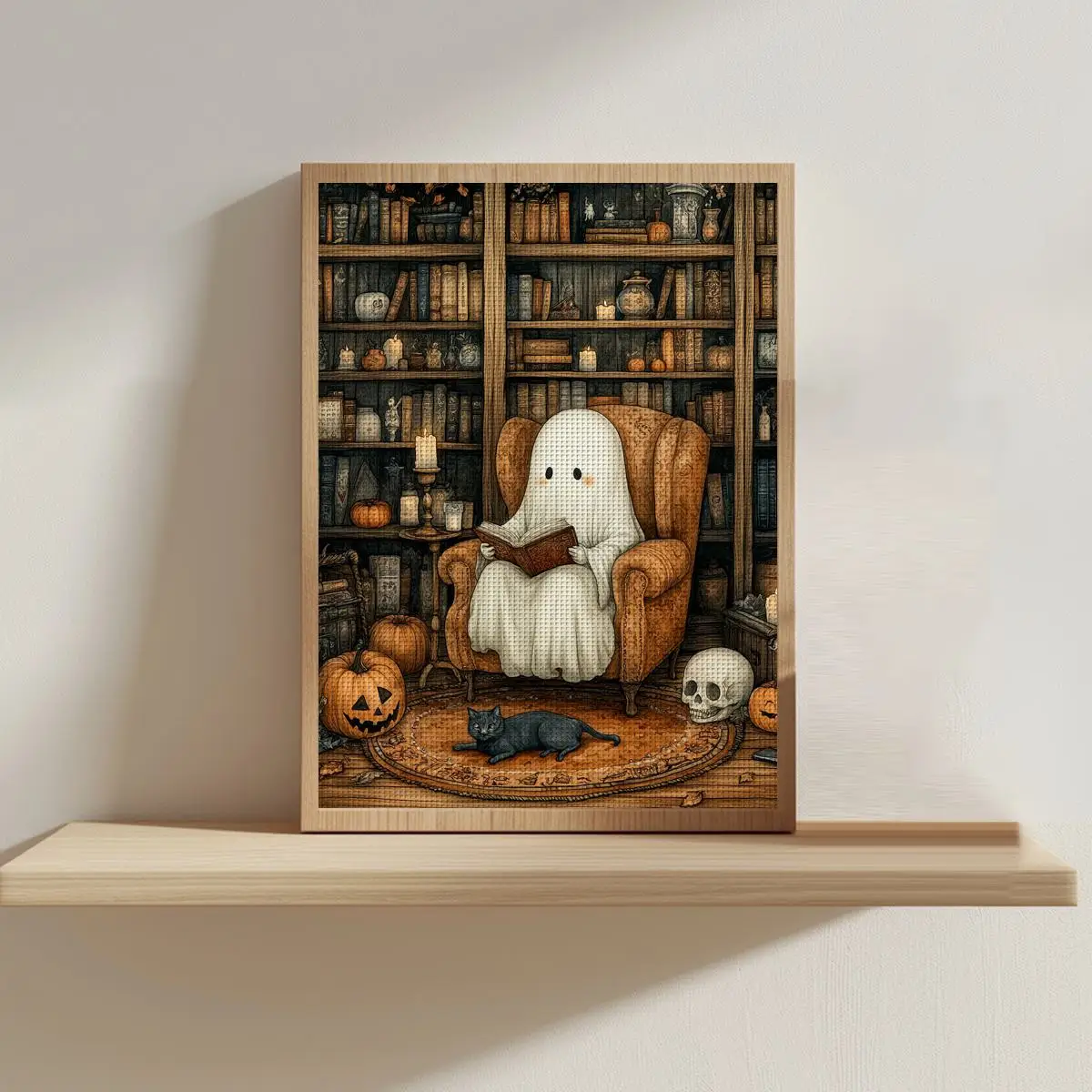1pc 30X40CM/11.8*15.74inch White Phantom Stamped Cross Stitch Kit DIY Kit 11/14/16CT DIY Embroidered Set DIY Cross-Stitch Set